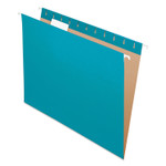 Pendaflex Colored Hanging Folders, Letter Size, 1/5-Cut Tabs, Teal, 25/Box (PFX81614) View Product Image