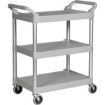 Rubbermaid Commercial 3-Shelf Utility Service Cart - 3 Shelf - 200 lb Load Capacity - 4" Caster Size - Plastic - 33.62" Width x 18.62" Depth x 37.75" Height Product Image 