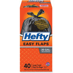 Hefty Easy Flaps 30-gallon Large Trash Bags - Large Size - 30 gal Capacity - 33" Length x 30" Width x 0.85 mil (22 Micron) Thickness - Drawstring Closure - Black Product Image 