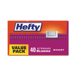 Hefty Slider Bags, 1 qt, 1.5 mil, 8" x 7", Clear, 40 Bags/Box, 9 Boxes/Carton (RFPR81240CT) Product Image 