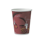 SOLO Paper Hot Drink Cups in Bistro Design, 10 oz, Maroon, 300/Carton (SCCOF10BI0041) View Product Image