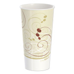SOLO Double Sided Poly Paper Cold Cups, 21 oz, Symphony Design, Tan/Maroon/White, 50/Pack, 20 Packs/Carton (SCCRNP21PSYM) View Product Image