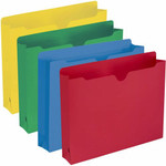 Smead Colored Straight Tab Cut Letter Recycled File Jacket - 8 1/2" x 11" - 2" Expansion - 11 pt. - 2 Plys - Blue, Green, Red, Yellow Product Image 
