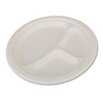 SCT ChampWare Heavyweight Bagasse Dinnerware, Plate, 3-Compartment, 10" dia, White, 500/Carton (SCH18163) View Product Image