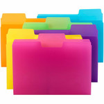 Smead SuperTab 1/3 Tab Cut Letter Top Tab File Folder - 8 1/2" x 11" - Top Tab Location - Assorted Tab Position - Yellow, Orange, Blue, Pink, Purple, Green - Water Proof Product Image 