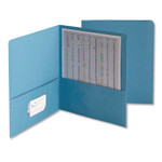 Smead Two-Pocket Folder, Embossed Leather Grain Paper, 100-Sheet Capacity, 11 x 8.5, Blue, 25/Box (SMD87852) View Product Image