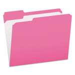 Pendaflex Double-Ply Reinforced Top Tab Colored File Folders, 1/3-Cut Tabs: Assorted, Letter Size, 0.75" Expansion, Pink, 100/Box (PFXR15213PIN) View Product Image