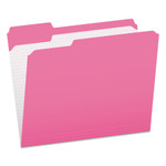 Pendaflex Double-Ply Reinforced Top Tab Colored File Folders, 1/3-Cut Tabs: Assorted, Letter Size, 0.75" Expansion, Pink, 100/Box View Product Image