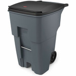 Rubbermaid Commercial 95-gallon Rollout Container - 95 gal Capacity - UV Resistant, Wheels, Mobility - 37.5" Height x 28.6" Width x 46" Depth - Gray Product Image 