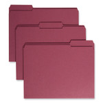 Smead Reinforced Top Tab Colored File Folders, 1/3-Cut Tabs: Assorted, Letter Size, 0.75" Expansion, Maroon, 100/Box (SMD13084) View Product Image