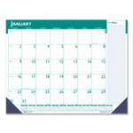 House of Doolittle Express Track Monthly Desk Pad Calendar, 22 x 17, White/Teal Sheets, Teal Binding, Blue Corners, 13-Month(Jan-Jan): 2024-2025 View Product Image