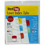 Redi-Tag Laser Printable Index Tabs - 100 Blank Tab(s) - 1.25" Tab Height x 1.12" Tab Width - Self-adhesive, Permanent - Red, Blue, Mint, Orange, Yellow Tab(s) Product Image 