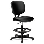 HON Volt Series Leather Adjustable Task Stool, Supports Up to 275 lb, 22.88" to 32.38" Seat Height, Black View Product Image