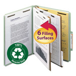 Smead Six-Section Pressboard Top Tab Classification Folders, Six SafeSHIELD Fasteners, 2 Dividers, Letter Size, Bright Red, 10/Box View Product Image