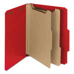 Smead Recycled Pressboard Classification Folders, 2" Expansion, 2 Dividers, 6 Fasteners, Letter Size, Bright Red, 10/Box (SMD14061) View Product Image