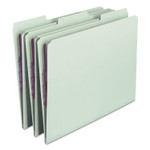 Smead Recycled Pressboard Fastener Folders, 1/3-Cut Tabs, Two SafeSHIELD Fasteners, 1" Expansion, Letter Size, Gray-Green, 25/Box View Product Image