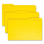 Smead Reinforced Top Tab Colored File Folders, 1/3-Cut Tabs: Assorted, Legal Size, 0.75" Expansion, Yellow, 100/Box (SMD17934) View Product Image