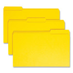 Smead Reinforced Top Tab Colored File Folders, 1/3-Cut Tabs: Assorted, Legal Size, 0.75" Expansion, Yellow, 100/Box View Product Image