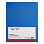 Universal Laminated Two-Pocket Folder, Cardboard Paper, 100-Sheet Capacity, 11 x 8.5, Blue, 25/Box (UNV56419) View Product Image