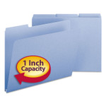 Smead Expanding Recycled Heavy Pressboard Folders, 1/3-Cut Tabs: Assorted, Letter Size, 1" Expansion, Blue, 25/Box View Product Image
