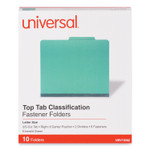 Universal Bright Colored Pressboard Classification Folders, 2" Expansion, 2 Dividers, 6 Fasteners, Letter Size, Emerald Green, 10/Box (UNV10302) View Product Image