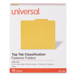 Universal Bright Colored Pressboard Classification Folders, 2" Expansion, 2 Dividers, 6 Fasteners, Letter Size, Yellow Exterior, 10/Box View Product Image