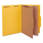Universal Bright Colored Pressboard Classification Folders, 2" Expansion, 2 Dividers, 6 Fasteners, Legal Size, Yellow Exterior, 10/Box View Product Image