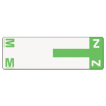 Smead AlphaZ Color-Coded First Letter Combo Alpha Labels, M/Z, 1.16 x 3.63, Light Green/White, 5/Sheet, 20 Sheets/Pack (SMD67164) View Product Image