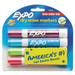 EXPO Low-Odor Dry-Erase Marker, Broad Chisel Tip, Assorted Pastel Colors, 4/Set (SAN81029) View Product Image
