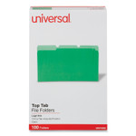 Universal Deluxe Colored Top Tab File Folders, 1/3-Cut Tabs: Assorted, Legal Size, Bright Green/Light Green, 100/Box (UNV10522) View Product Image