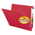 Smead Shelf-Master Reinforced End Tab Colored Folders, Straight Tabs, Letter Size, 0.75" Expansion, Red, 100/Box View Product Image