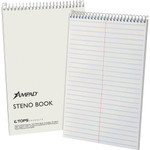 Ampad Kraft Cover Steno Book - 70 Sheets - Wire Bound - 0.34" Ruled - Gregg Ruled Margin - 15 lb Basis Weight Product Image 