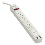 Tripp Lite Protect It! Surge Protector, 6 AC Outlets/2 USB Ports, 6 ft Cord, 990 J, Cool Gray (TRPTLP606USB) View Product Image