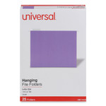 Universal Deluxe Bright Color Hanging File Folders, Letter Size, 1/5-Cut Tabs, Violet, 25/Box (UNV14120) View Product Image