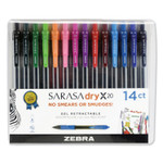 Zebra Sarasa Dry Gel X20 Gel Pen, Retractable, Medium 0.7 mm, Assorted Ink and Barrel Colors, 14/Pack (ZEB46824) Product Image 