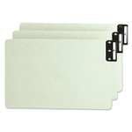 Smead 100% Recycled End Tab Pressboard Guides with Metal Tabs, 1/3-Cut End Tab, A to Z, 8.5 x 14, Green, 25/Set (SMD63276) View Product Image