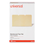 Universal Double-Ply Top Tab Manila File Folders, 1/3-Cut Tabs: Assorted, Legal Size, 0.75" Expansion, Manila, 100/Box (UNV16123) View Product Image
