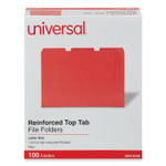 Universal Reinforced Top-Tab File Folders, 1/3-Cut Tabs: Assorted, Letter Size, 1" Expansion, Red, 100/Box (UNV16163) View Product Image