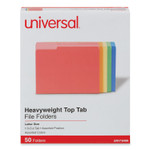 Universal Deluxe Heavyweight File Folders, 1/3-Cut Tabs: Assorted, Letter Size, 0.75" Expansion, Assorted Colors, 50/Box (UNV16466) View Product Image