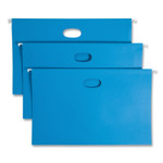 Smead Hanging Pockets with Full-Height Gusset, 1 Section, 3" Capacity, Legal Size, 1/5-Cut Tabs, Sky Blue, 25/Box View Product Image