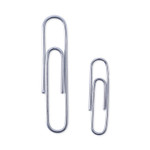 Universal Plastic-Coated Paper Clips with Two-Compartment Dispenser Tub, (750) #2 Clips, (250) Jumbo Clips, Silver View Product Image