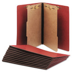 AbilityOne 7530015567912 SKILCRAFT Pressboard Top Tab Classification Folder, 2 Dividers, 6 Fasteners, Letter Size, Earth Red, 10/Box (NSN5567912) View Product Image