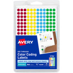 Avery Assorted Removable See-Through Color Dots - 1/4" Diameter - Removable Adhesive - Round - Green, Light Blue, Red, Yellow - Film Product Image 