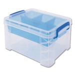 Advantus Super Stacker Divided Storage Box, 5 Sections, 7.5" x 10.13" x 6.5", Clear/Blue View Product Image