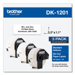 Brother Die-Cut Address Labels, 1.1 x 3.5, White, 400 Labels/Roll, 3 Rolls/Pack (BRTDK12013PK) View Product Image