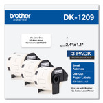 Brother Die-Cut Address Labels, 1.1 x 2.4, White, 800 Labels/Roll, 3 Rolls/Pack (BRTDK12093PK) View Product Image