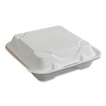 Eco-Products Vanguard Renewable and Compostable Sugarcane Clamshells, 1-Compartment, 9 x 9 x 3, White, 200/Carton (ECOEPHC91NFA) View Product Image