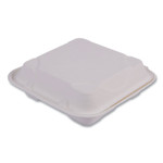 Eco-Products Vanguard Renewable and Compostable Sugarcane Clamshells, 3-Compartment, 9 x 9 x 3, White, 200/Carton (ECOEPHC93NFA) View Product Image