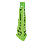 Impact TriVu 3-Sided Curbside Pickup Here Sign, Fluorescent Green, 14.75 x 12.7 x 40, Plastic (IMP9140PU) View Product Image