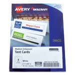 AbilityOne 7530016878806 SKILCRAFT/AVERY Tent Cards, White, 2.5 x 8.5, 2 Cards/Sheet, 50 Sheets/Pack (NSN6878806) View Product Image
